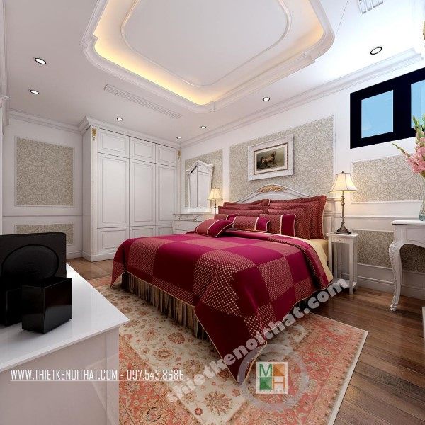 Thiết kế nội thất phòng ngủ chung cư Tân Cổ Điển Ngọc Khánh